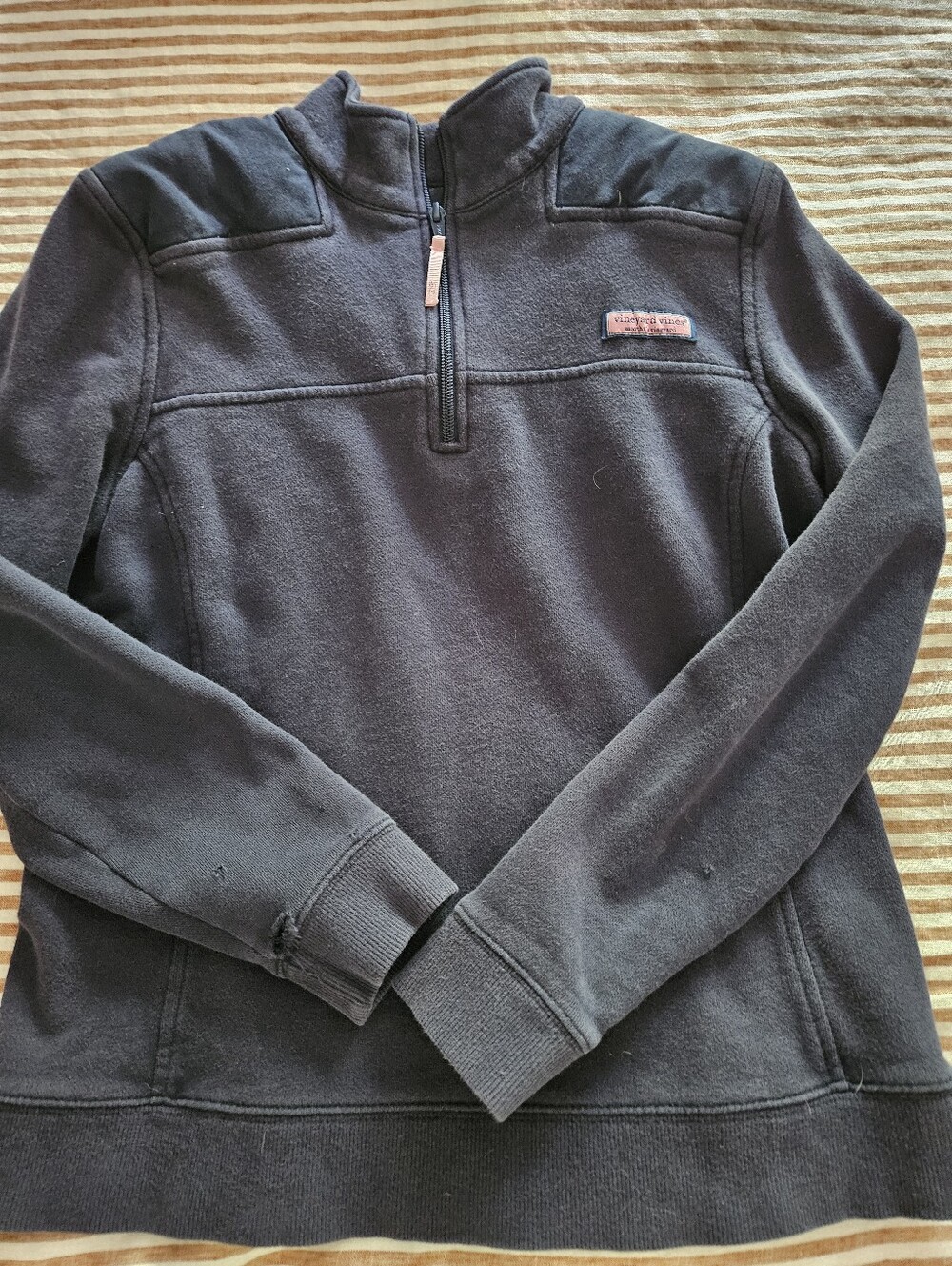 Vineyard Vines Charcoal Quarter-Zip Fleece Pullover